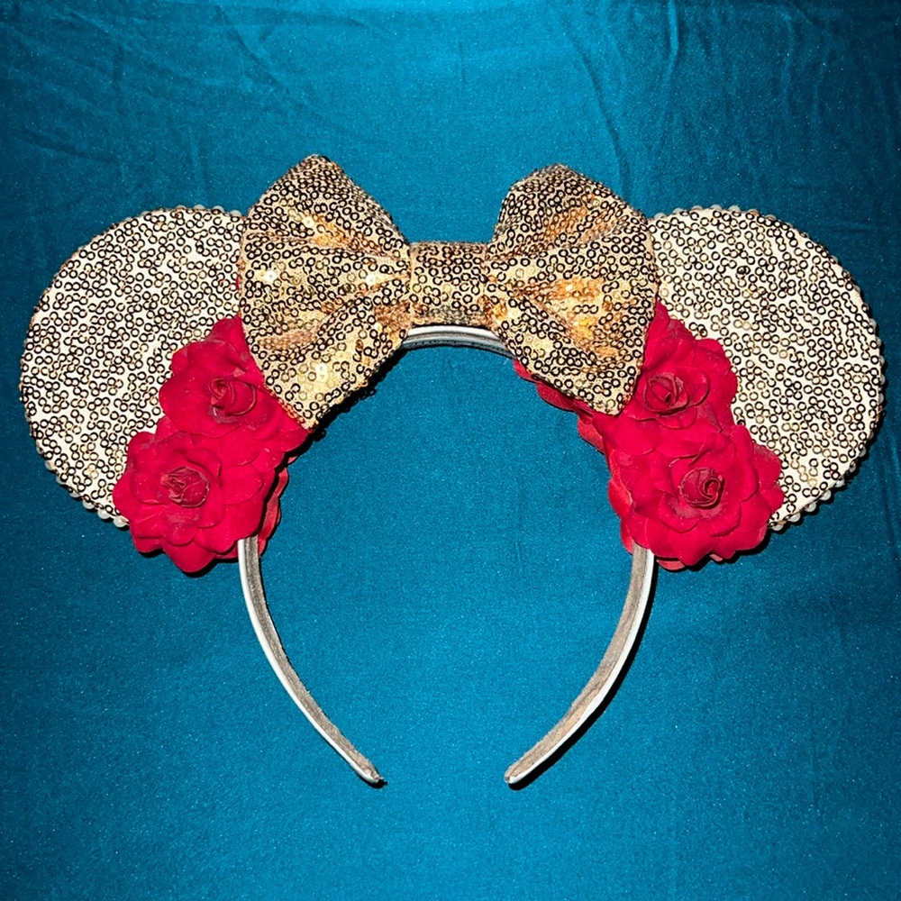 Disney Princess Belle Inspired Floral/Sequin Ears